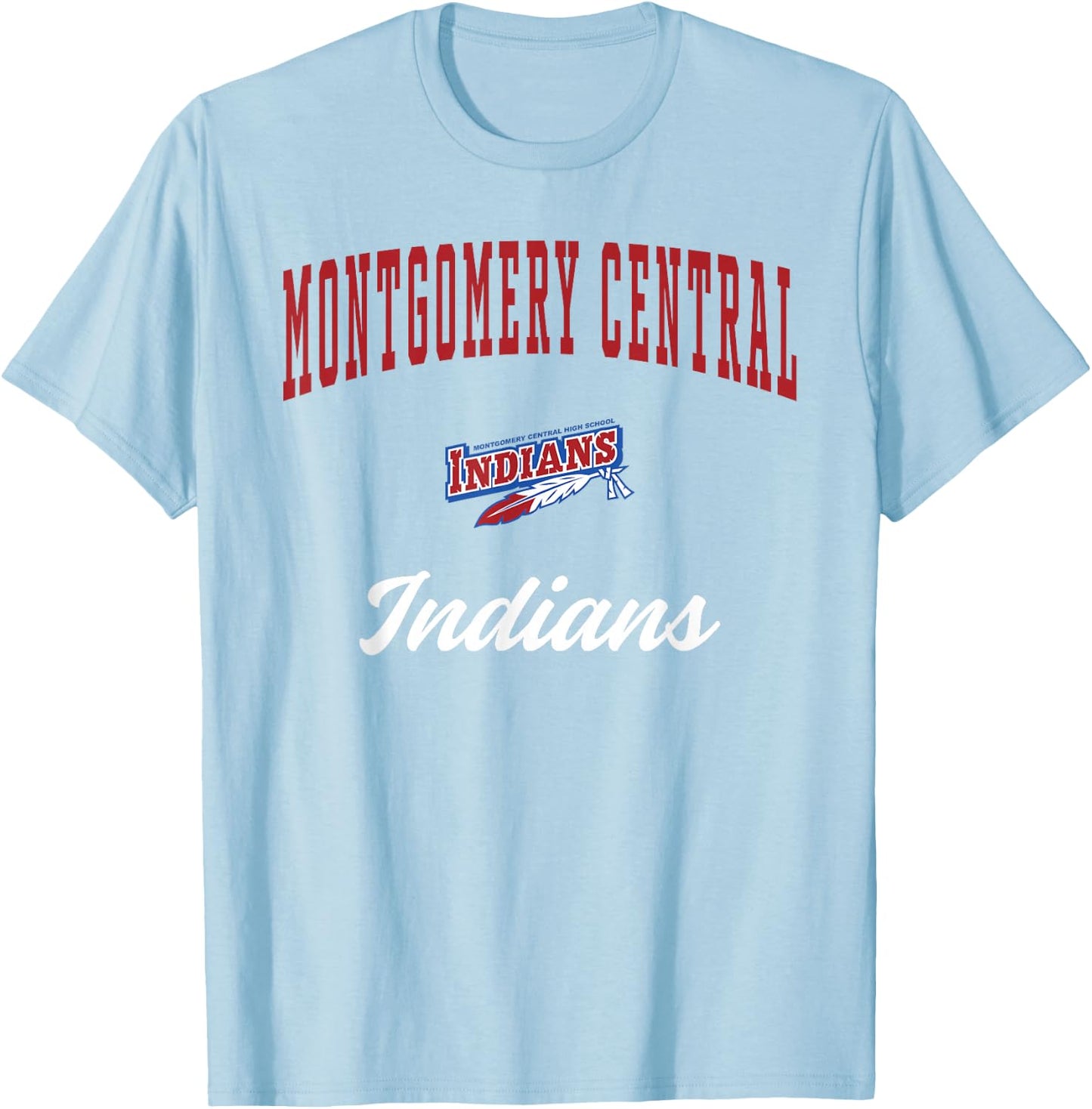 Montgomery Central High School Indians T-Shirt - T-Shirt | Light Blue