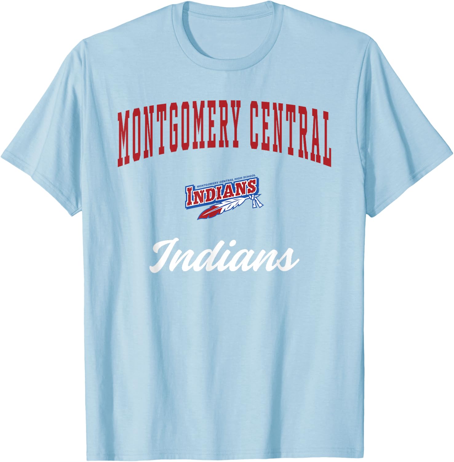Montgomery Central High School Indians T-Shirt - T-Shirt | Light Blue