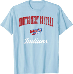 Montgomery Central High School Indians T-Shirt - T-Shirt | Light Blue