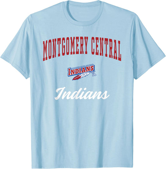 Montgomery Central High School Indians T-Shirt - T-Shirt | Light Blue
