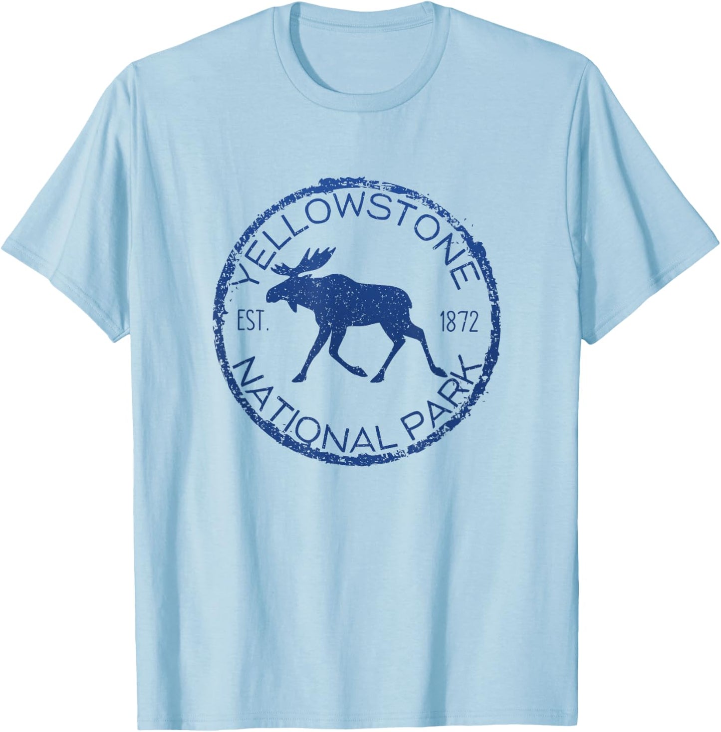 Moose Design Yellowstone National Park Souvenir Hiker's T-Shirt - T-Shirt | Light Blue