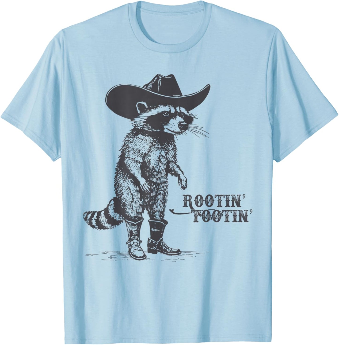 Rootin Tootin Vintage Raccoon Cowboy Cowgirl Trash Panda T-Shirt - T-Shirt | Light Blue