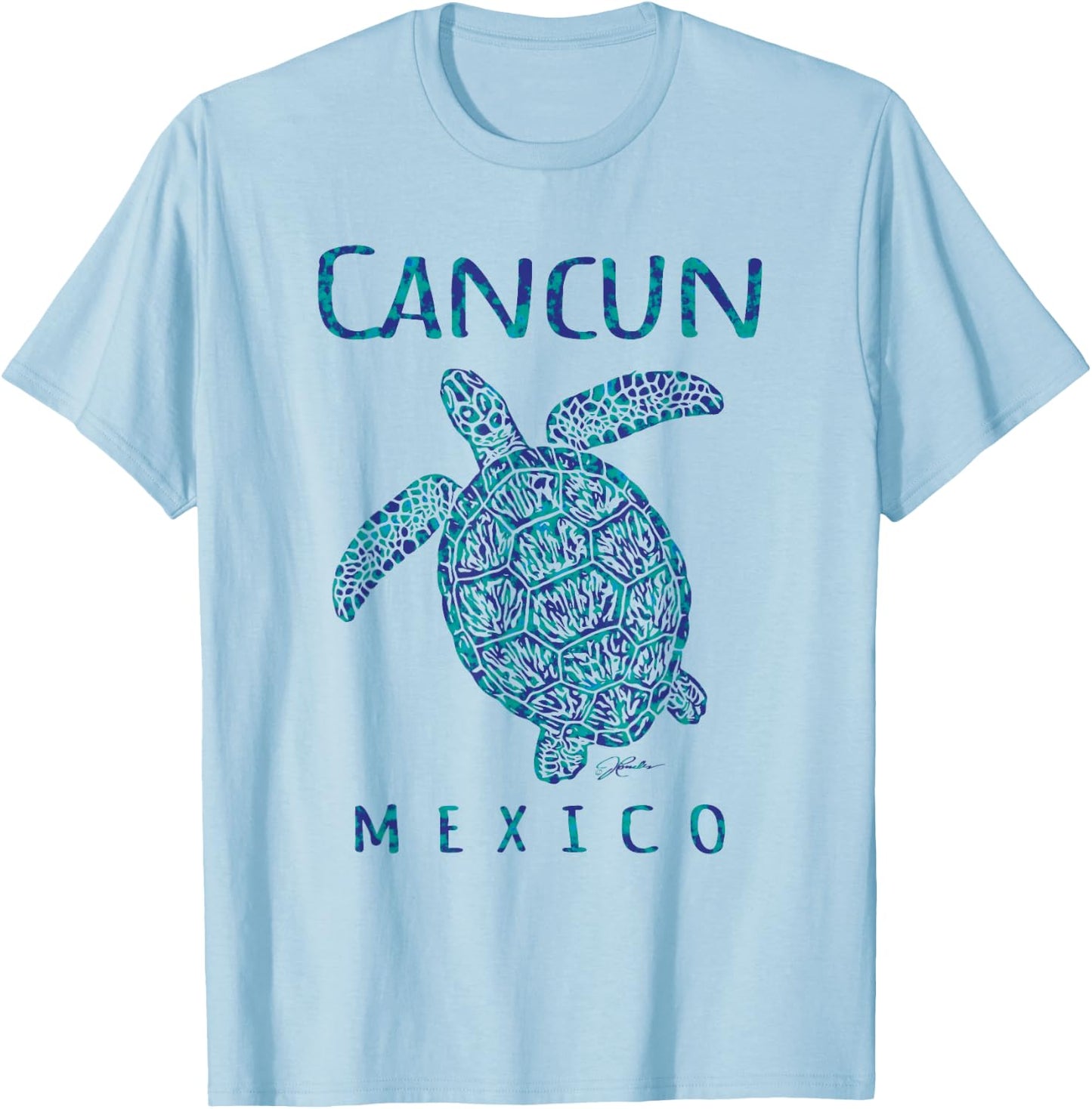 JCombs: Cancun, Mexico, Sea Turtle, Beach T-Shirt - T-Shirt | Light Blue