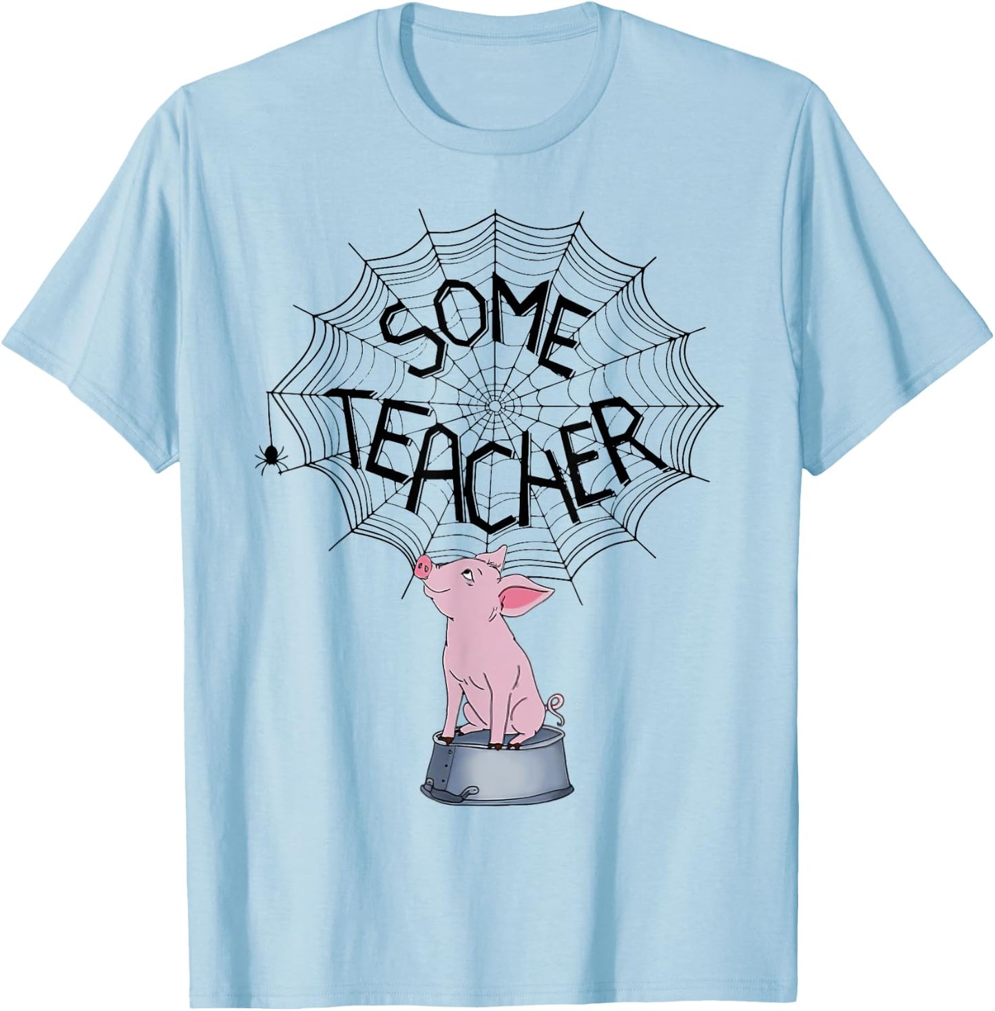 Some Teacher SpiderWeb Funny Pig Reading Books Lovers Women T-Shirt - T-Shirt | Light Blue