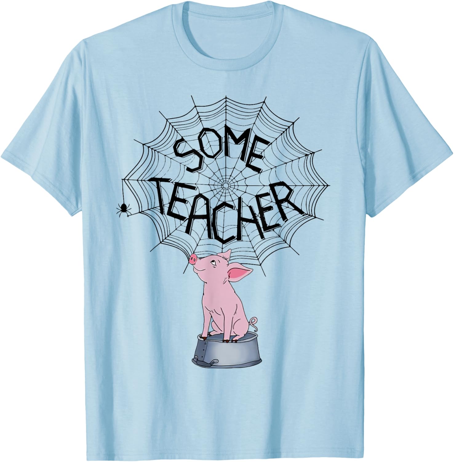 Some Teacher SpiderWeb Funny Pig Reading Books Lovers Women T-Shirt - T-Shirt | Light Blue