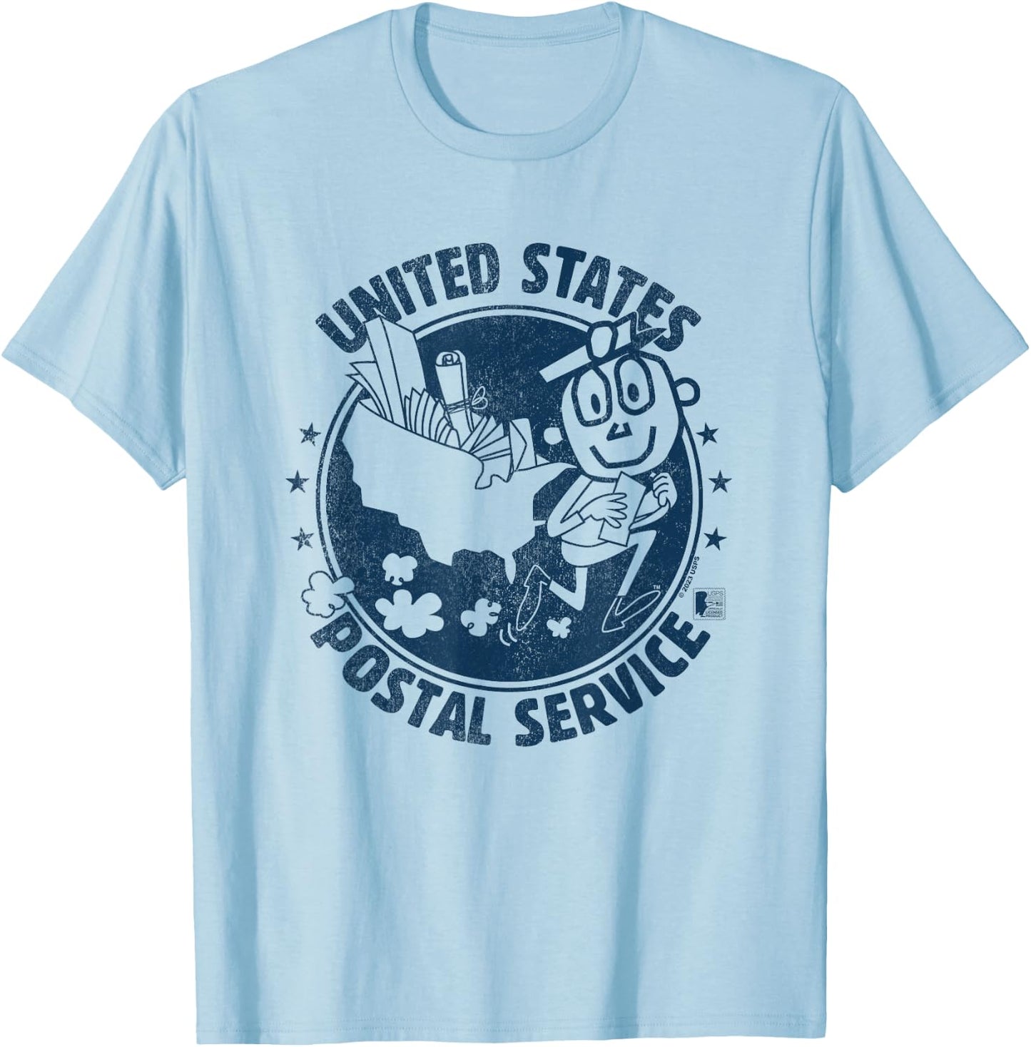 USPS Mr Zip US Postal Service T-Shirt - T-Shirt | Light Blue