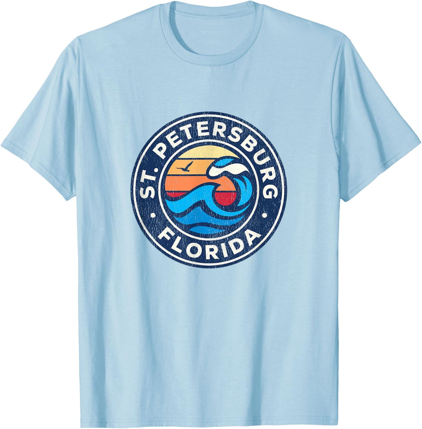 St. Petersburg Florida FL Vintage Nautical Waves Design T-Shirt - T-Shirt | Light Blue