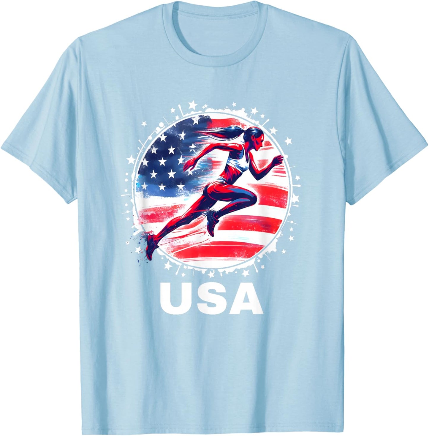 Track and Field USA Men Women Kids Track Apparel USA T-Shirt - T-Shirt | Light Blue