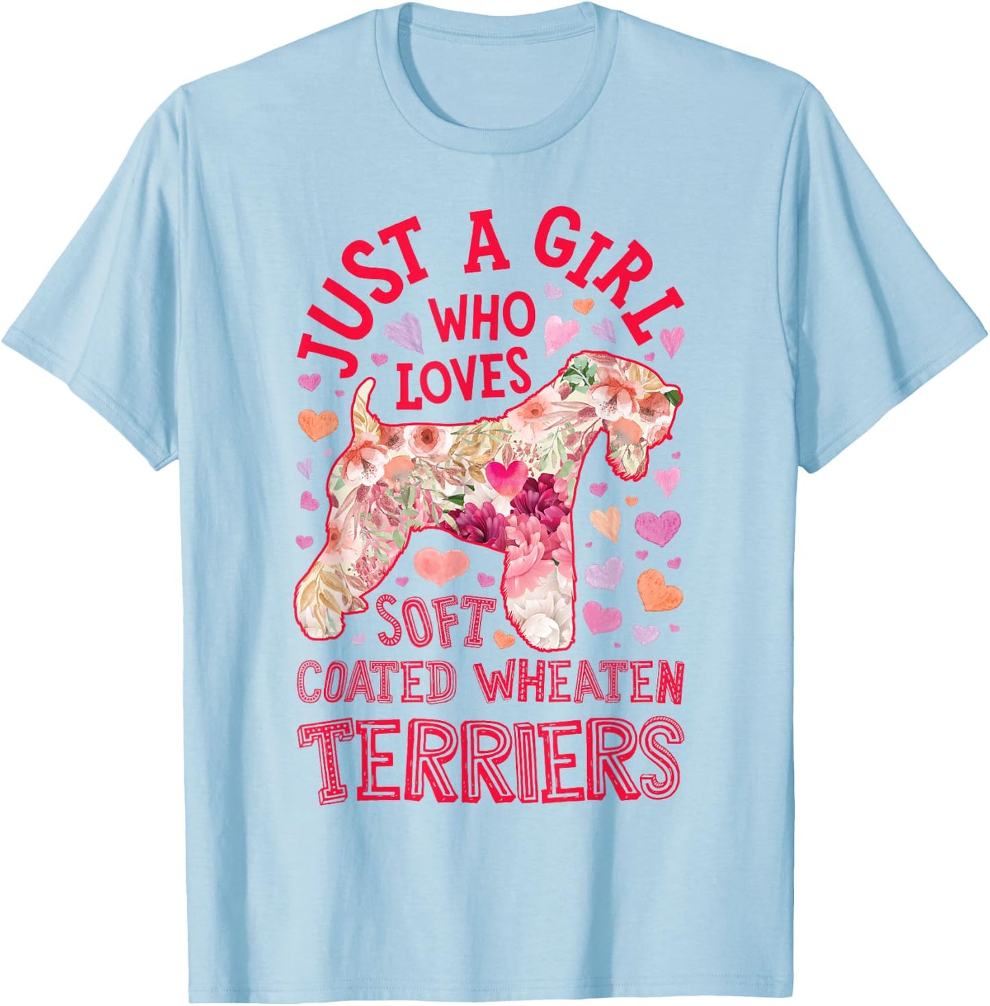 Soft Coated Wheaten Terrier Just A Girl Who Loves Dog Flower T-Shirt - T-Shirt | Light Blue