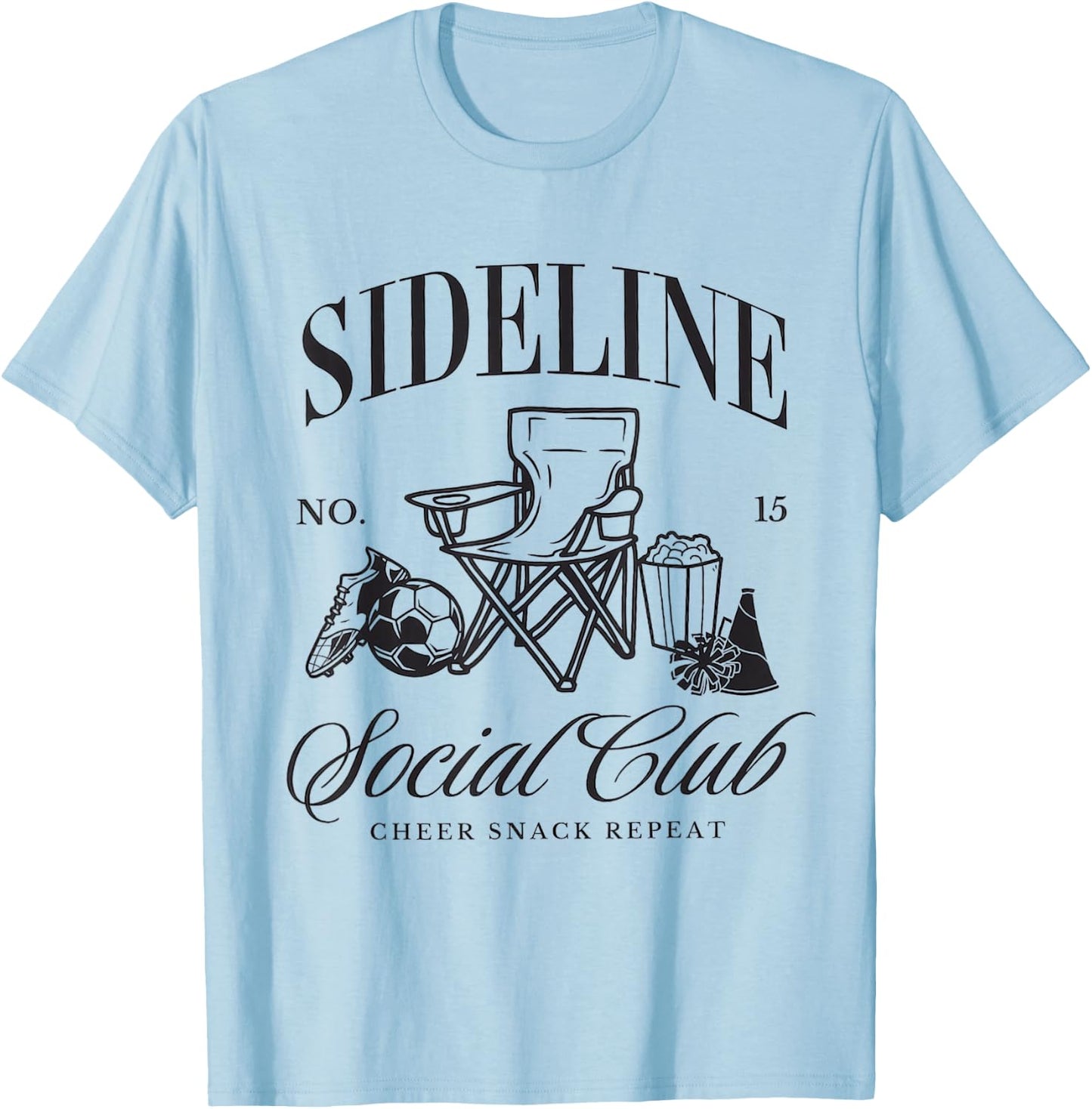Women Sideline Social Club Soccer Mom Game Day Mothers Day T-Shirt - T-Shirt | Light Blue