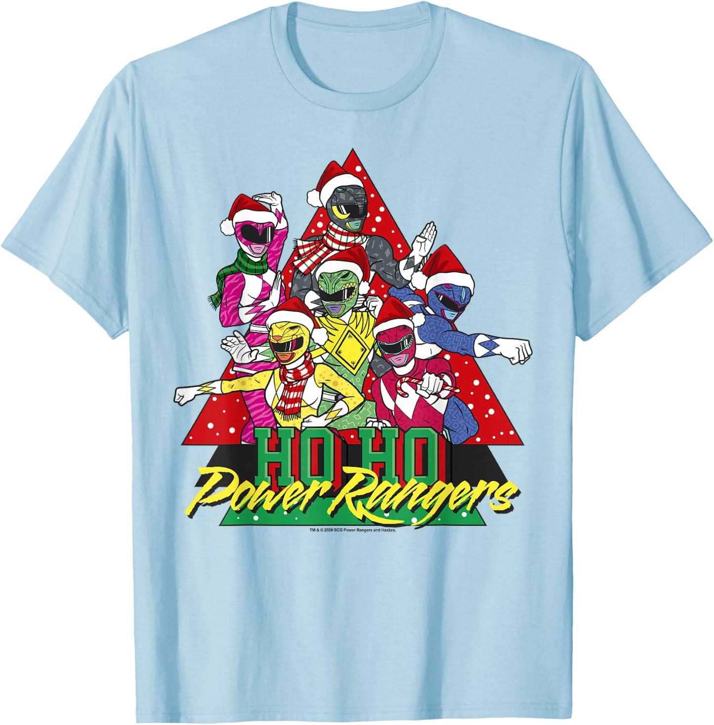 Power Rangers Power Rangers Christmas Ho Ho T-Shirt - T-Shirt | Light Blue