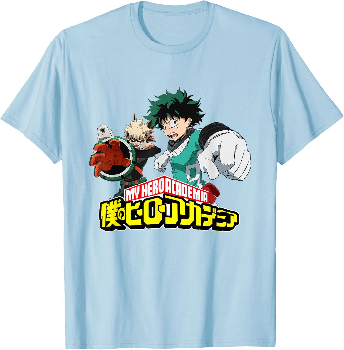 My Hero Academia Bakugo and Midoriya Fight Pose Anime T-Shirt - T-Shirt | Light Blue