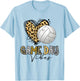 Volleyball Game Day Vibes Sport Heart Leopard Print Women T-Shirt - T-Shirt | Light Blue