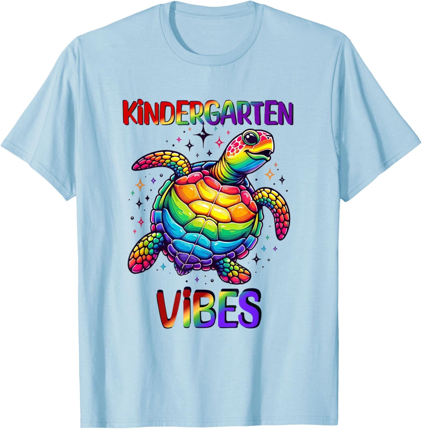 Kindergarten Vibes Sea Turtle Boys Girls Teacher School T-Shirt - T-Shirt | Light Blue