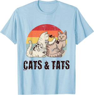 Cats And Tats Tattoo Cute Funny Gift T-Shirt - T-Shirt | Light Blue