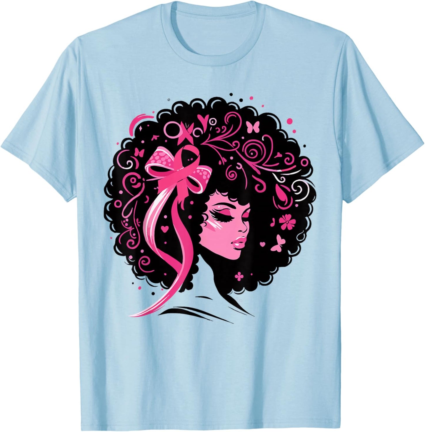 Breast Cancer Black African American Women Support Pink T-Shirt - T-Shirt | Light Blue