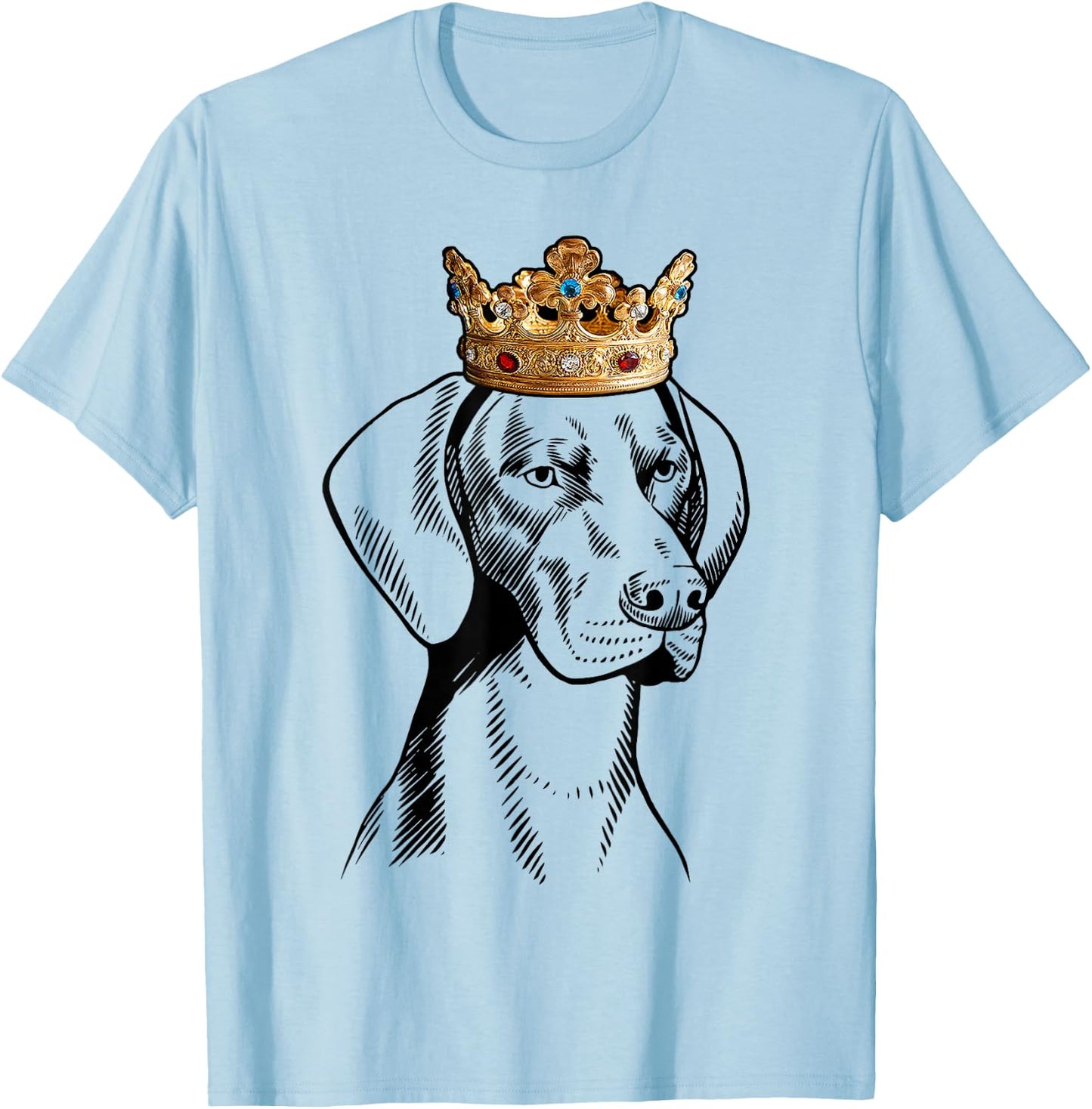 German Shorthaired Pointer Dog Wearing Crown T-Shirt - T-Shirt | Light Blue