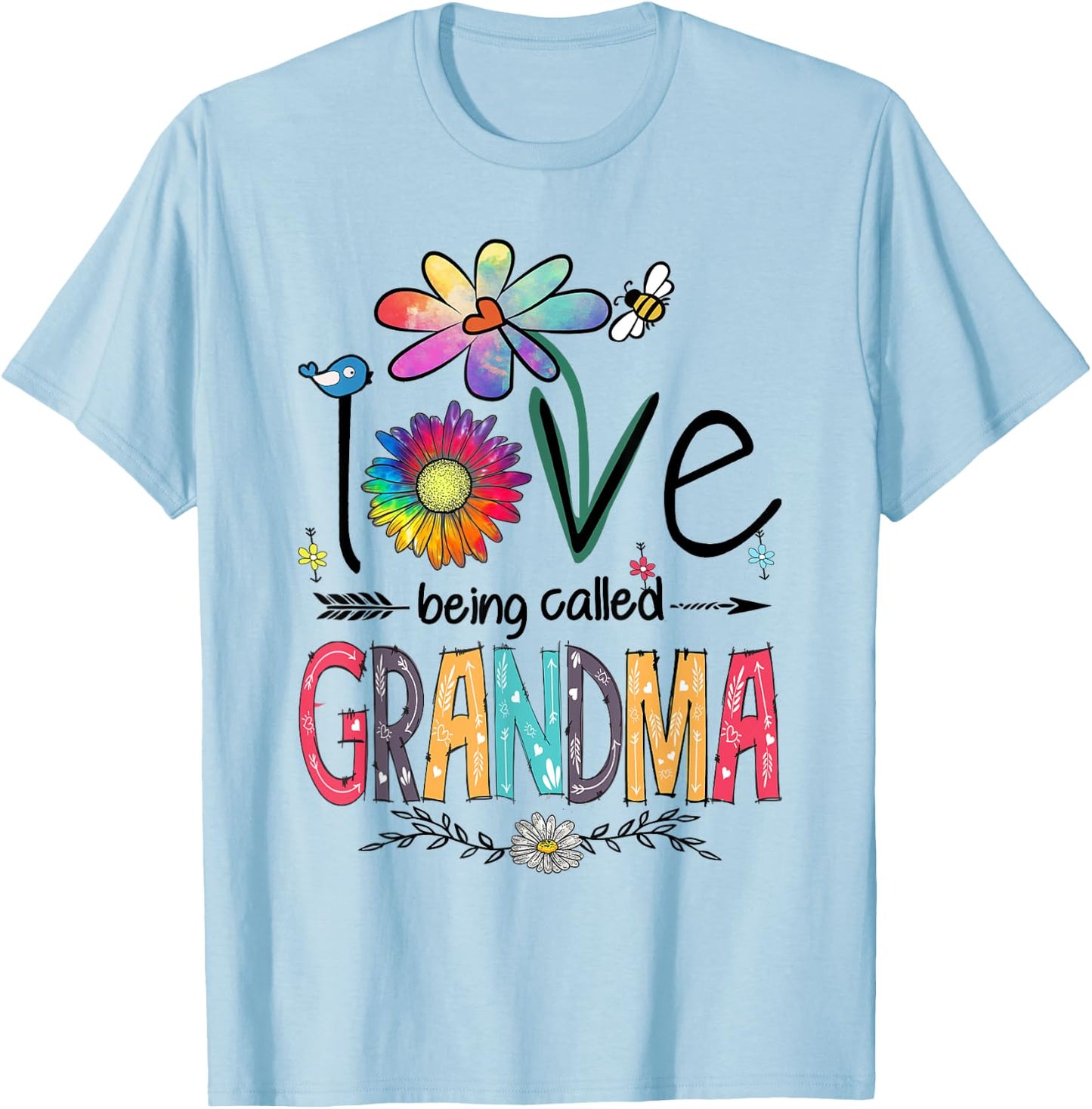 I Love Being Called Grandma Daisy Flower Cute Mother's Day T-Shirt - T-Shirt | Light Blue