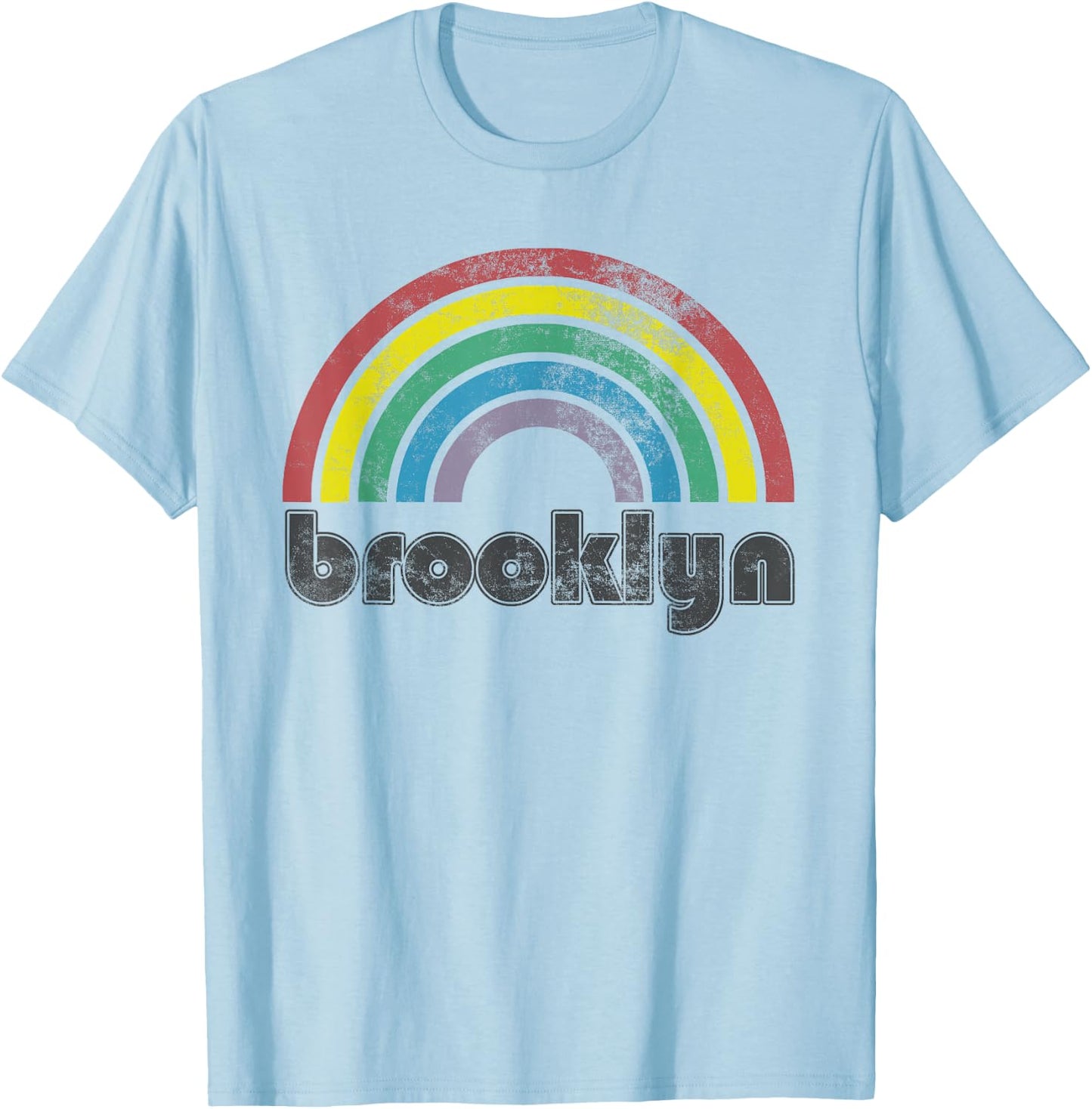 Brooklyn New York Rainbow 70's 80's Style Retro Gift T-Shirt - T-Shirt | Light Blue