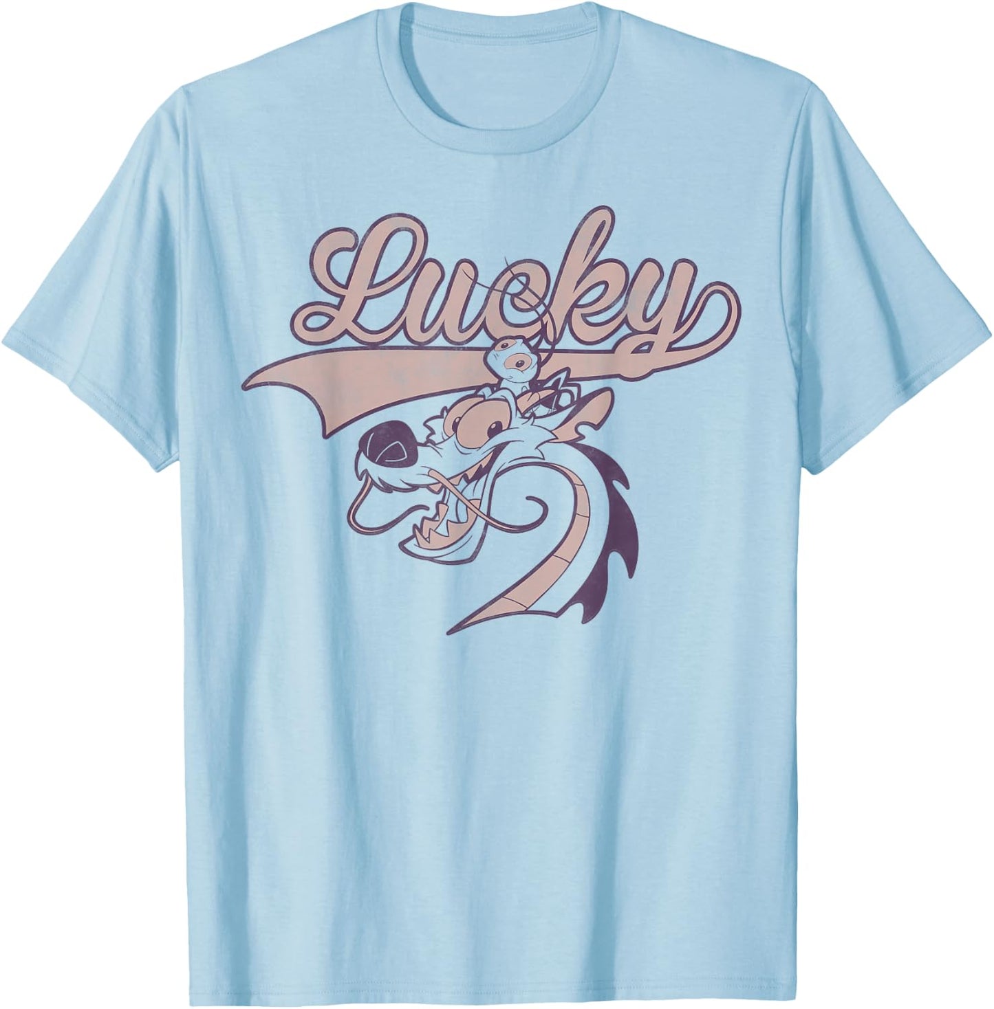 Disney Mulan Mushu and CRI-Kee Lucky Portrait T-Shirt - T-Shirt | Light Blue