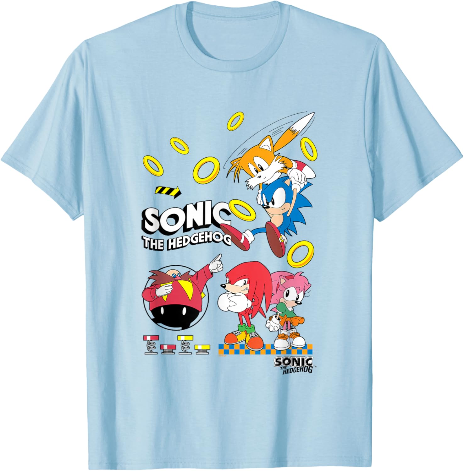 Sonic The Hedgehog Sonic & Friends VS Dr. Eggman T-Shirt - T-Shirt | Light Blue