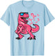 Boys Breast Cancer Awareness, Breast Cancer T-Rex Dinosaur T-Shirt - T-Shirt | Light Blue