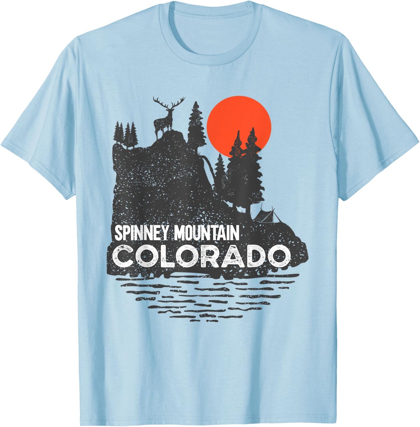 Spinney Mountain Colorado hiking camping nature deer design T-Shirt - T-Shirt | Light Blue