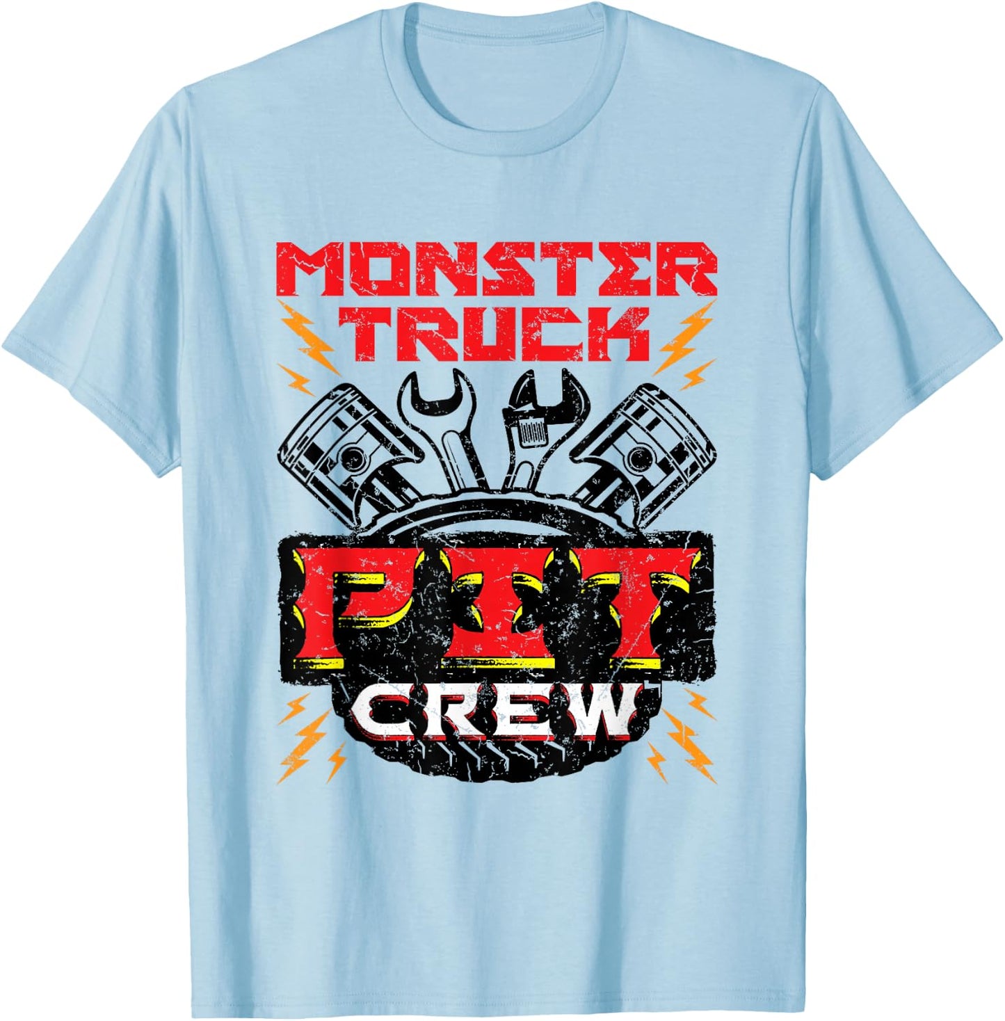 Monster Truck Pit Crew Men Boys Jam Rally T-Shirt - T-Shirt | Light Blue