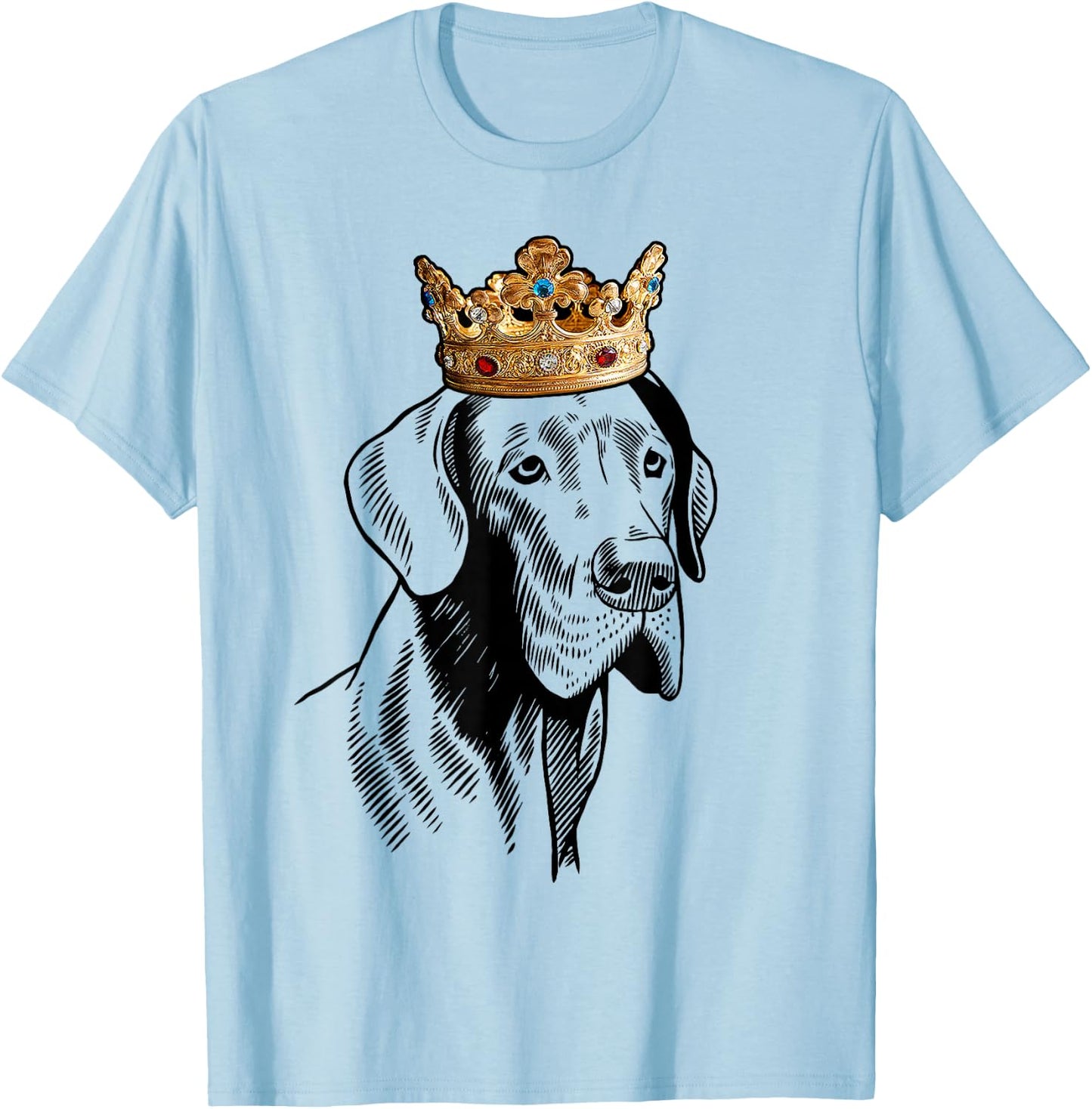 Great Dane Dog Wearing Crown T-Shirt - T-Shirt | Light Blue
