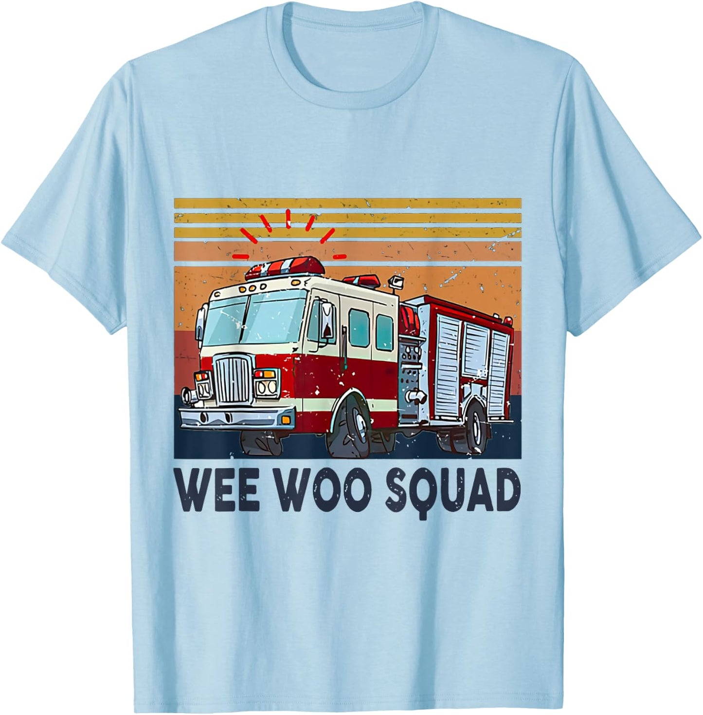 Wee Woo Squad Fire Truck Firefighter Vintage T-Shirt - T-Shirt | Light Blue