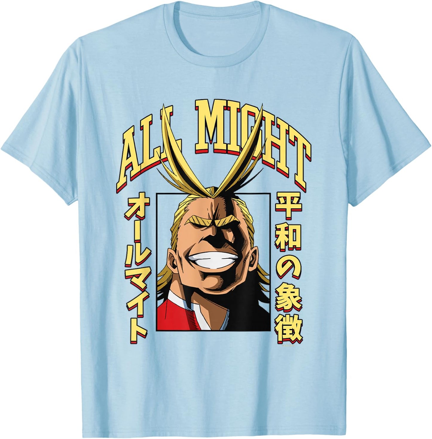 My Hero Academia All Might Portrait and Name Anime T-Shirt - T-Shirt | Light Blue