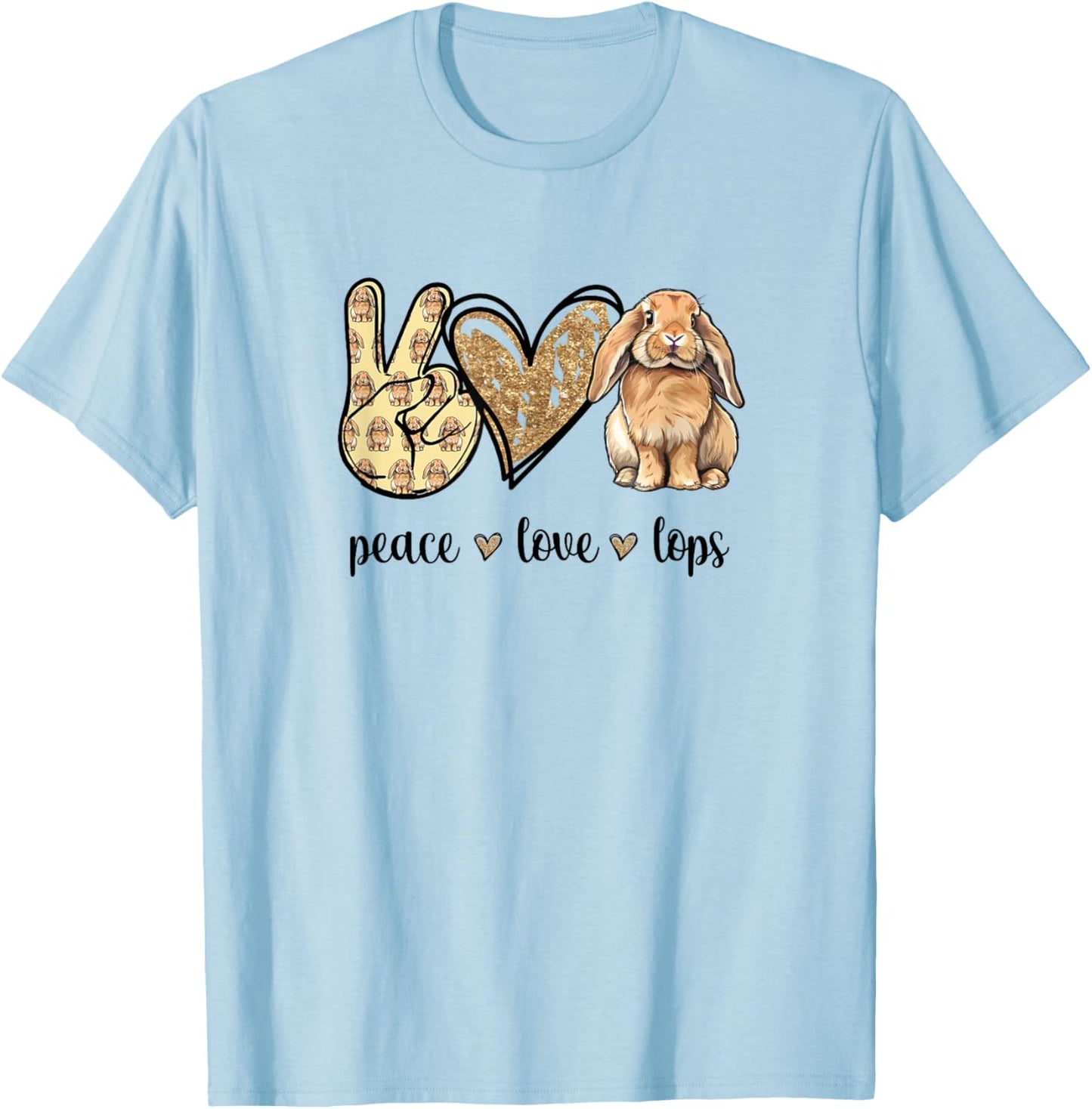 Peace Love Mini Holland Lop Bunny Rabbit Lover T-Shirt - T-Shirt | Light Blue
