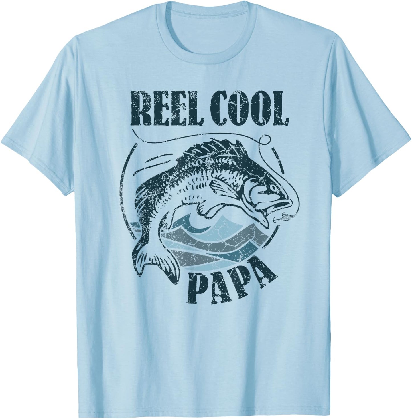 Reel Cool Papa Fishing Dad Gifts Father's Day Bass Fisherman T-Shirt - T-Shirt | Light Blue
