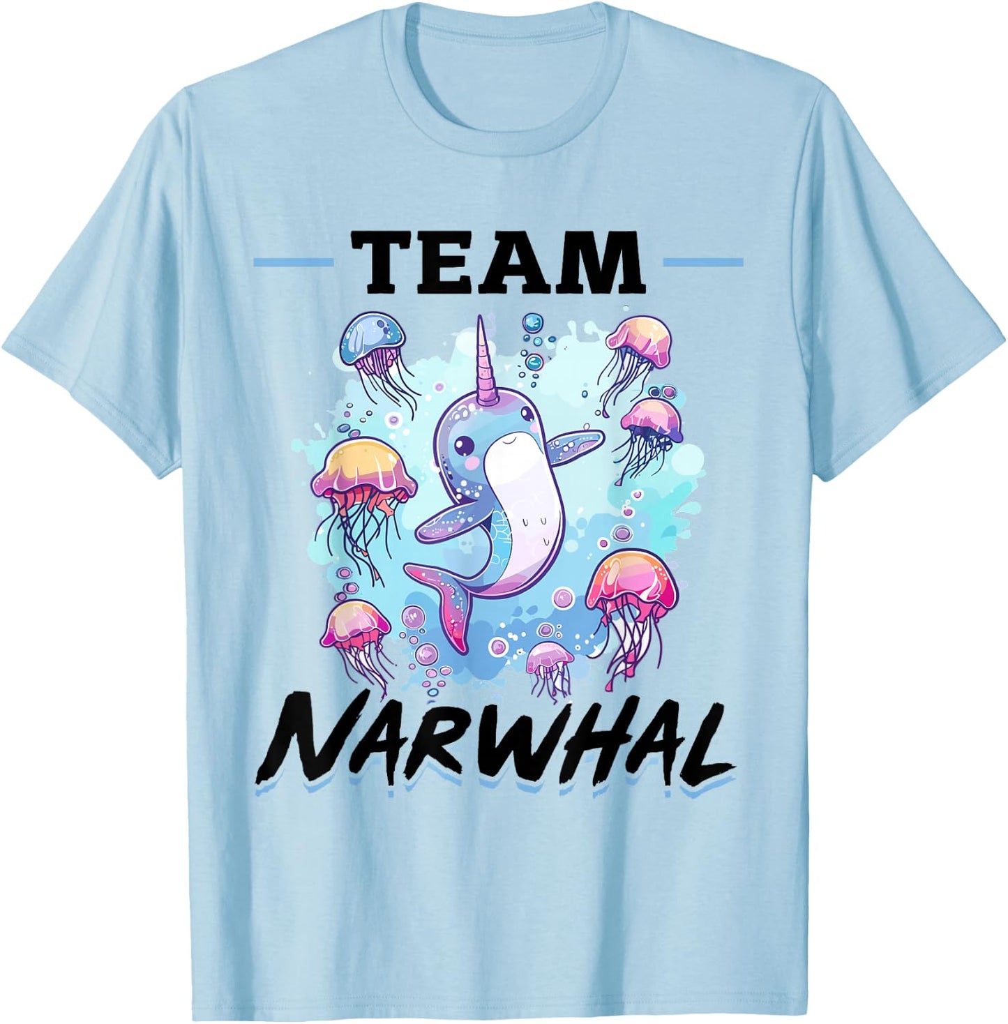Funny Narwhal Jellyfish Animal Team Narwhal T-Shirt - T-Shirt | Light Blue