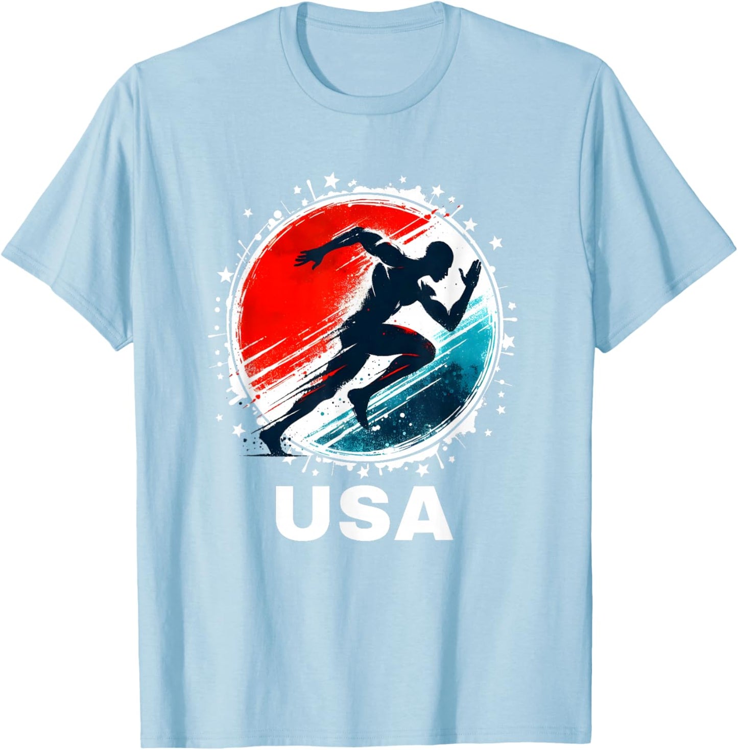 Track & Field USA Go USA Running USA Flag Track Field T-Shirt - T-Shirt | Light Blue