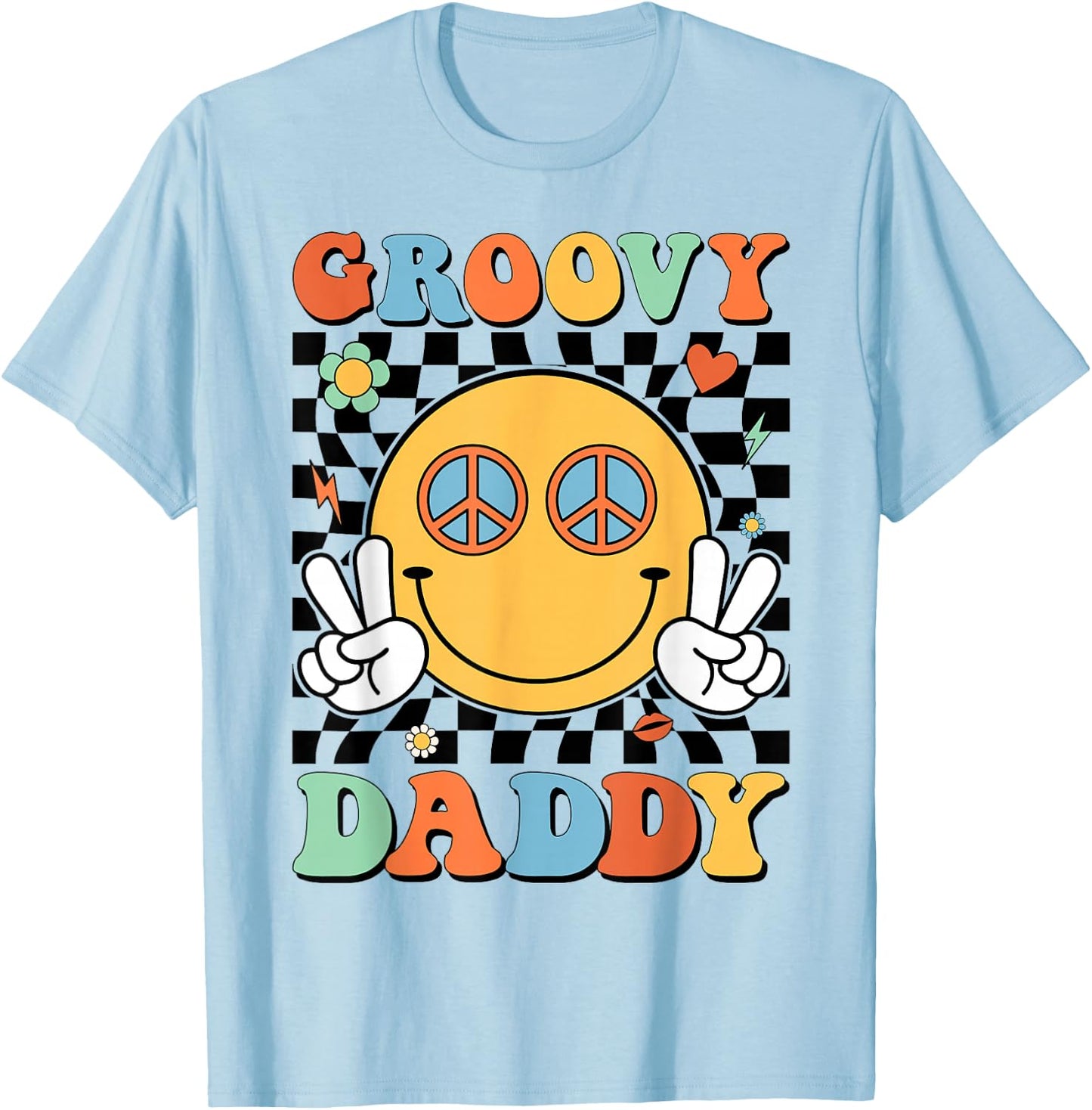 Groovy Daddy Matching Family 70s 80s Retro Hippie Costume T-Shirt - T-Shirt | Light Blue