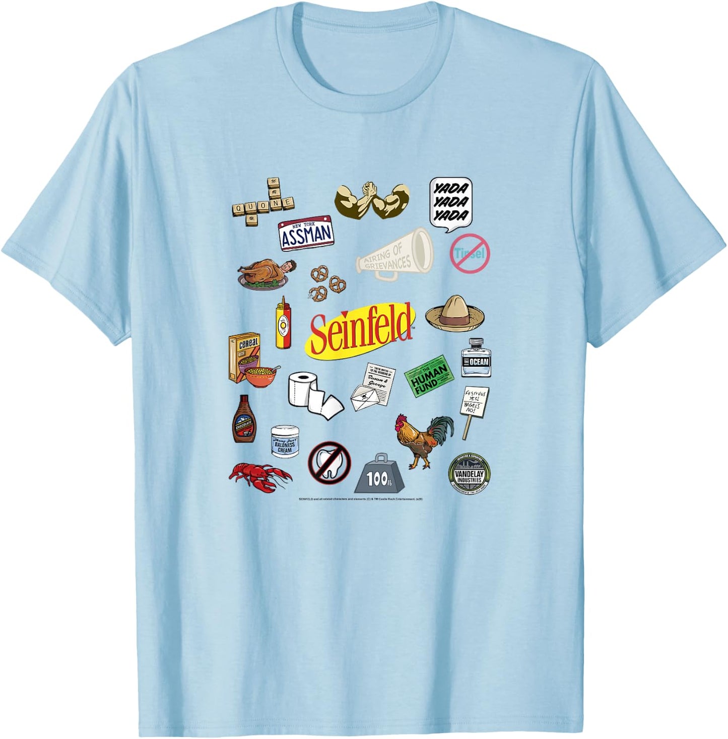Seinfeld Inside Joke Prop Collage T-Shirt - T-Shirt | Light Blue