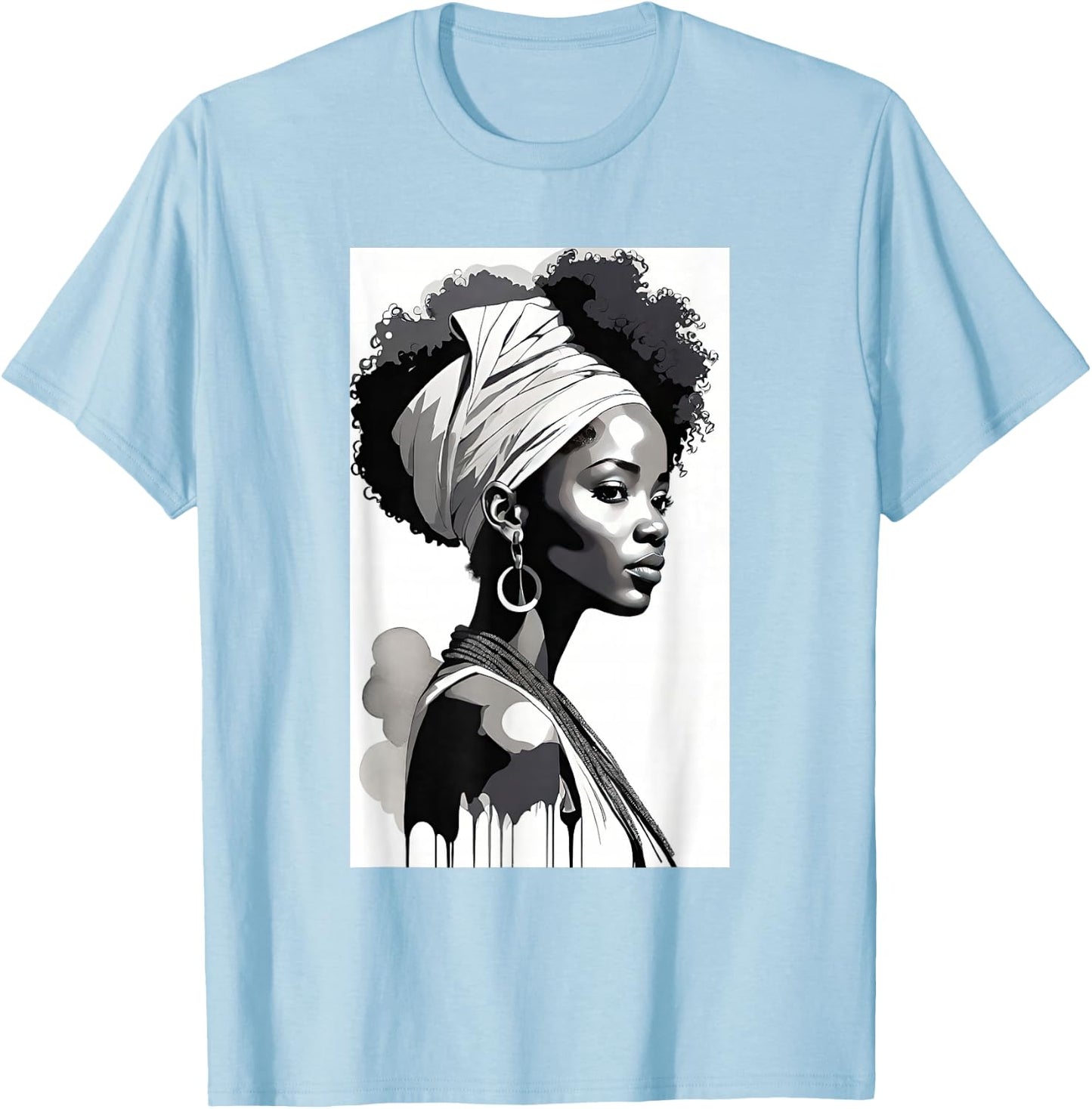 Afro Women Artwork African Women Graphic T-Shirt - T-Shirt | Light Blue
