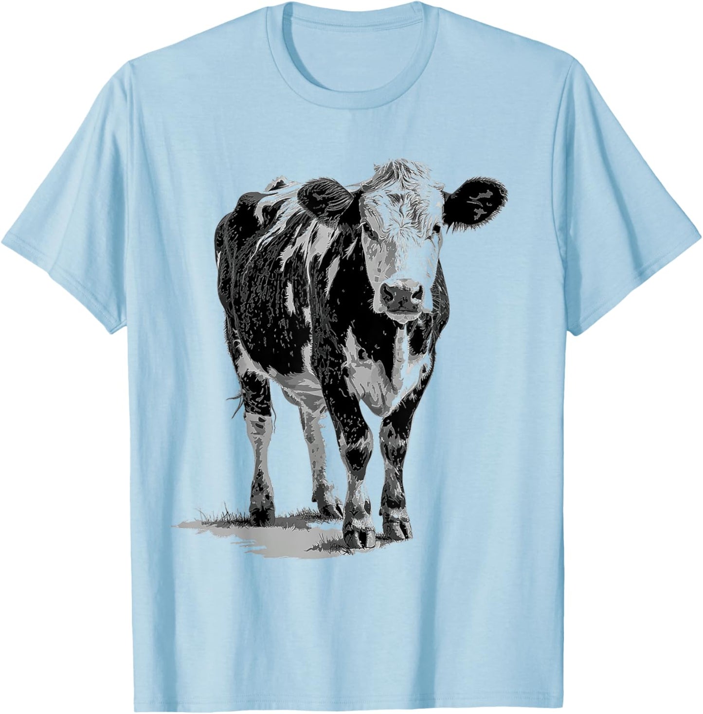 Cow Animal Print Motif Drawing Artwork Cow T-Shirt - T-Shirt | Light Blue