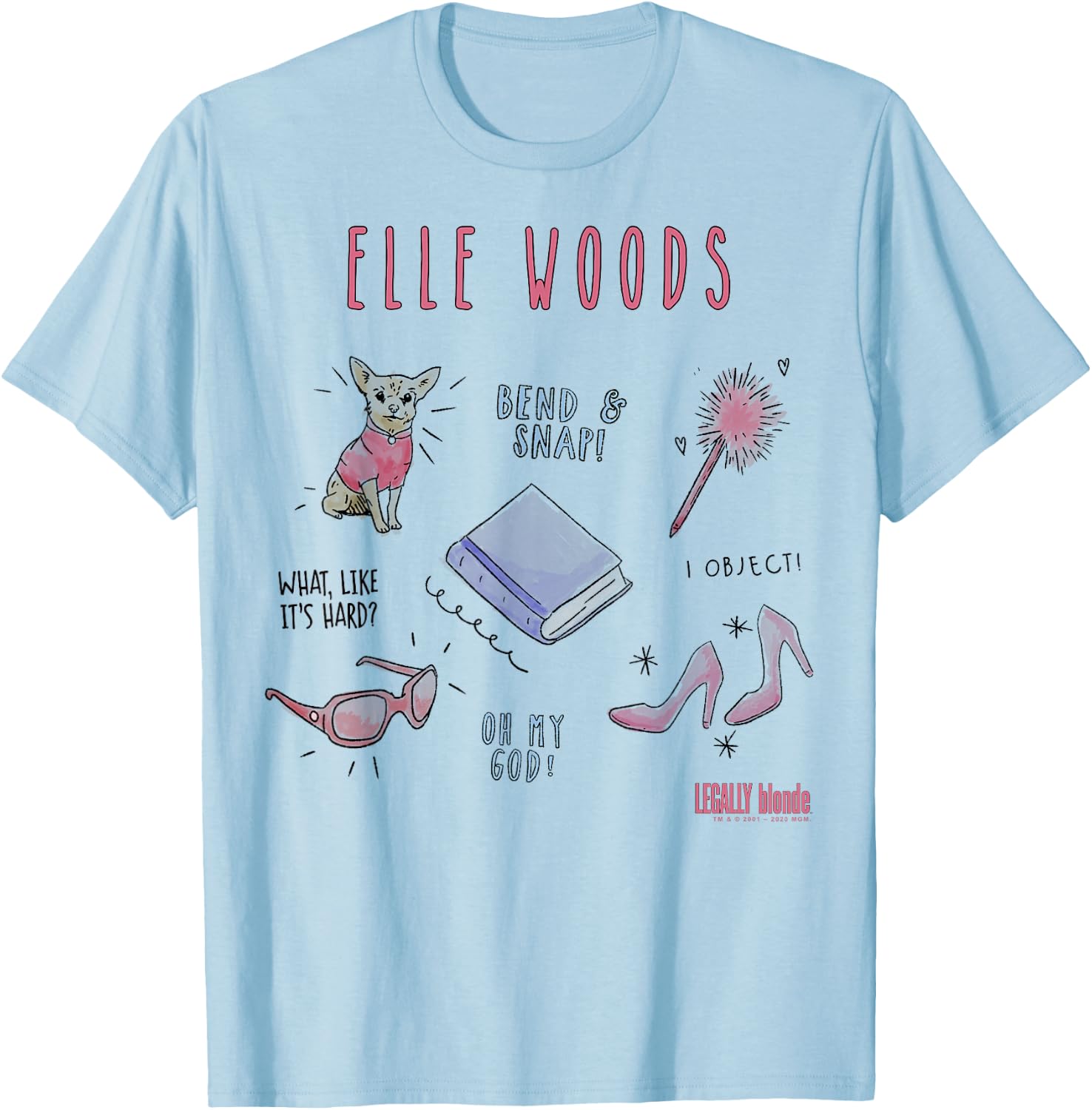 Legally Blonde Elle Woods Sketches T-Shirt - T-Shirt | Light Blue