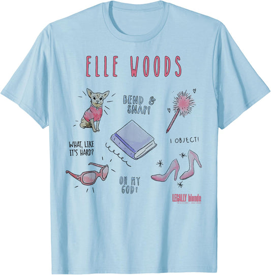 Legally Blonde Elle Woods Sketches T-Shirt - T-Shirt | Light Blue