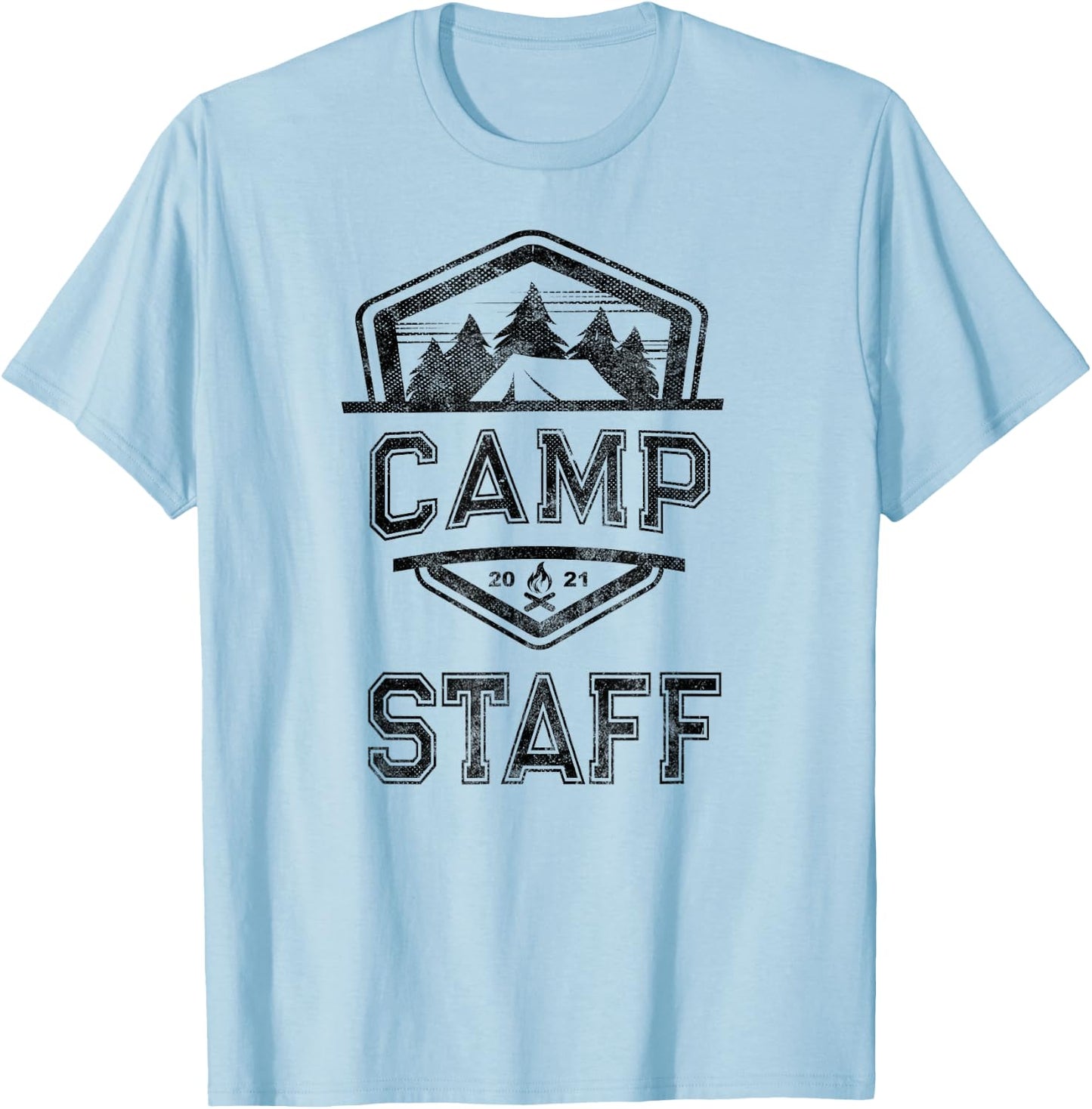 Vintage CAMP STAFF Campground Crew Counselor Nurse Host Team T-Shirt - T-Shirt | Light Blue