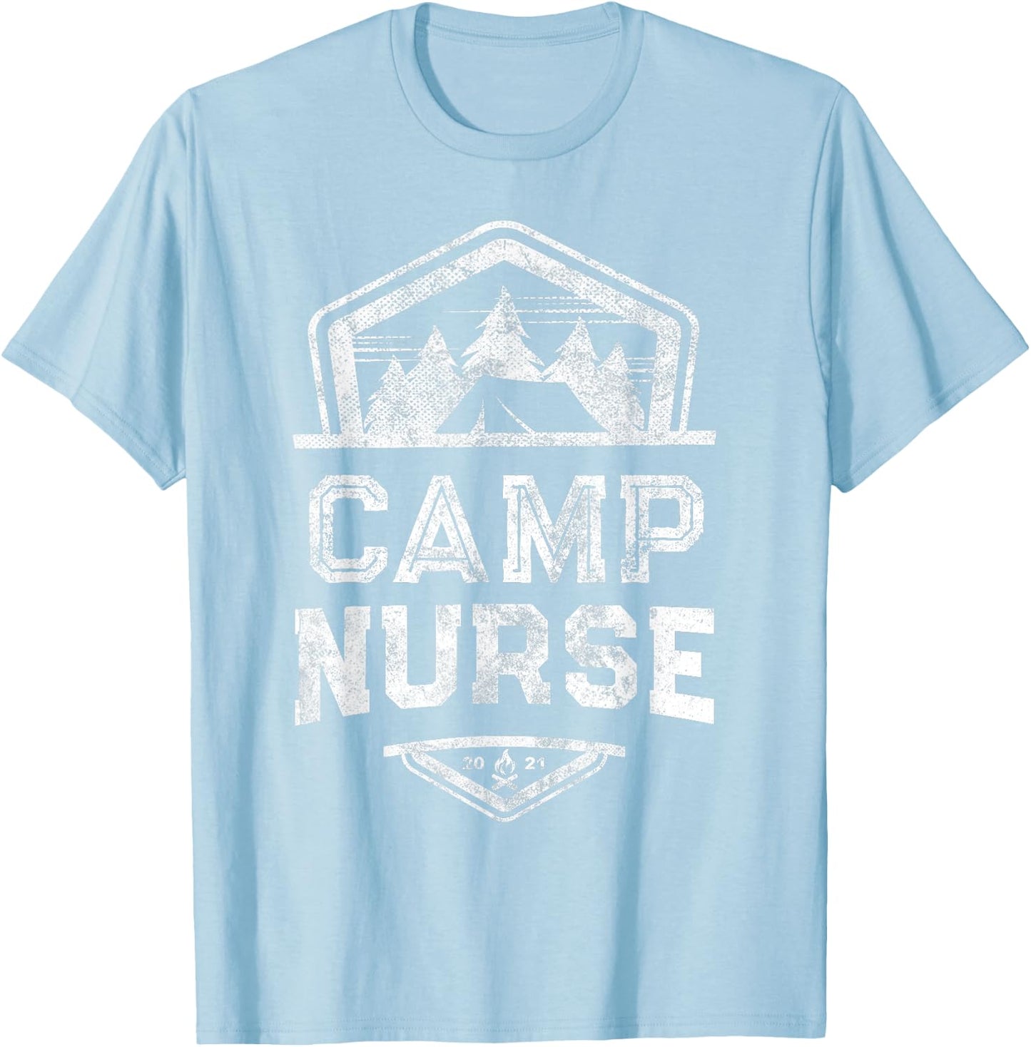 Vintage CAMP NURSE Medical Staff Campground Squad Host Crew T-Shirt - T-Shirt | Light Blue