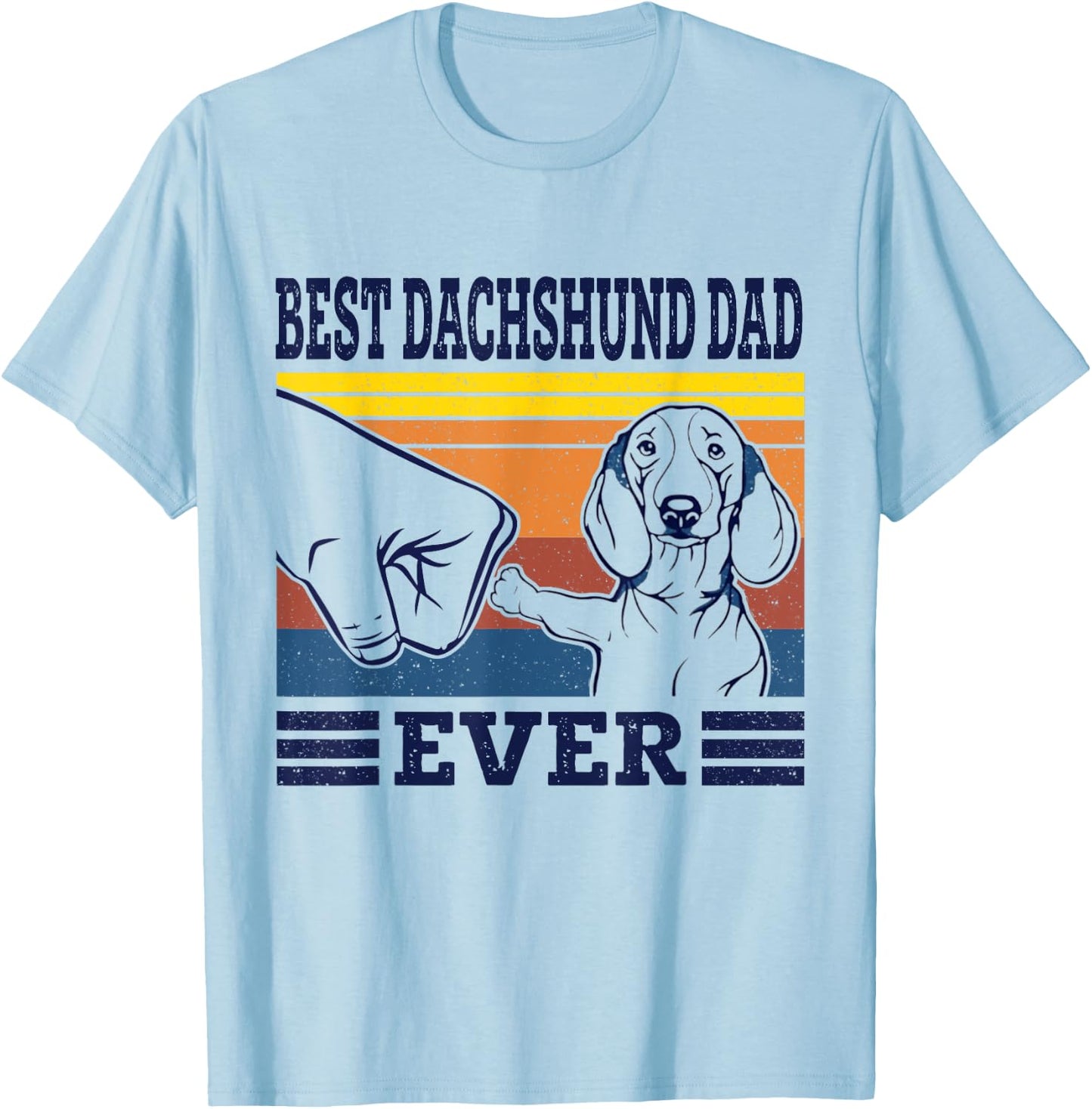 Best Dachshund Dad Ever Dog Vintage Animal Lovers Gifts T-Shirt - T-Shirt | Light Blue