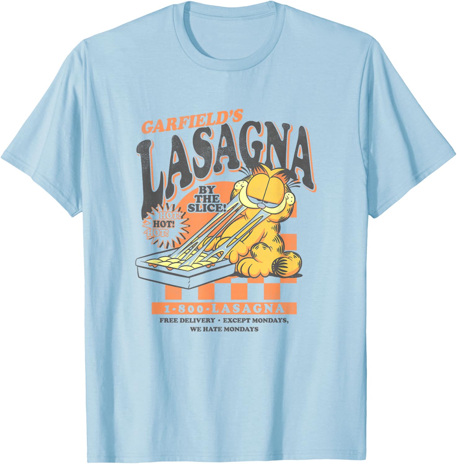 Garfield Vintage by The Slice Garfield's Lasagna Poster T-Shirt - T-Shirt | Light Blue
