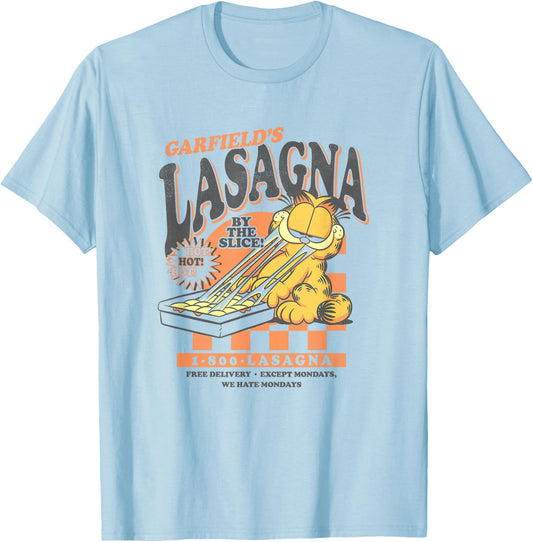 Garfield Vintage by The Slice Garfield's Lasagna Poster T-Shirt - T-Shirt | Light Blue