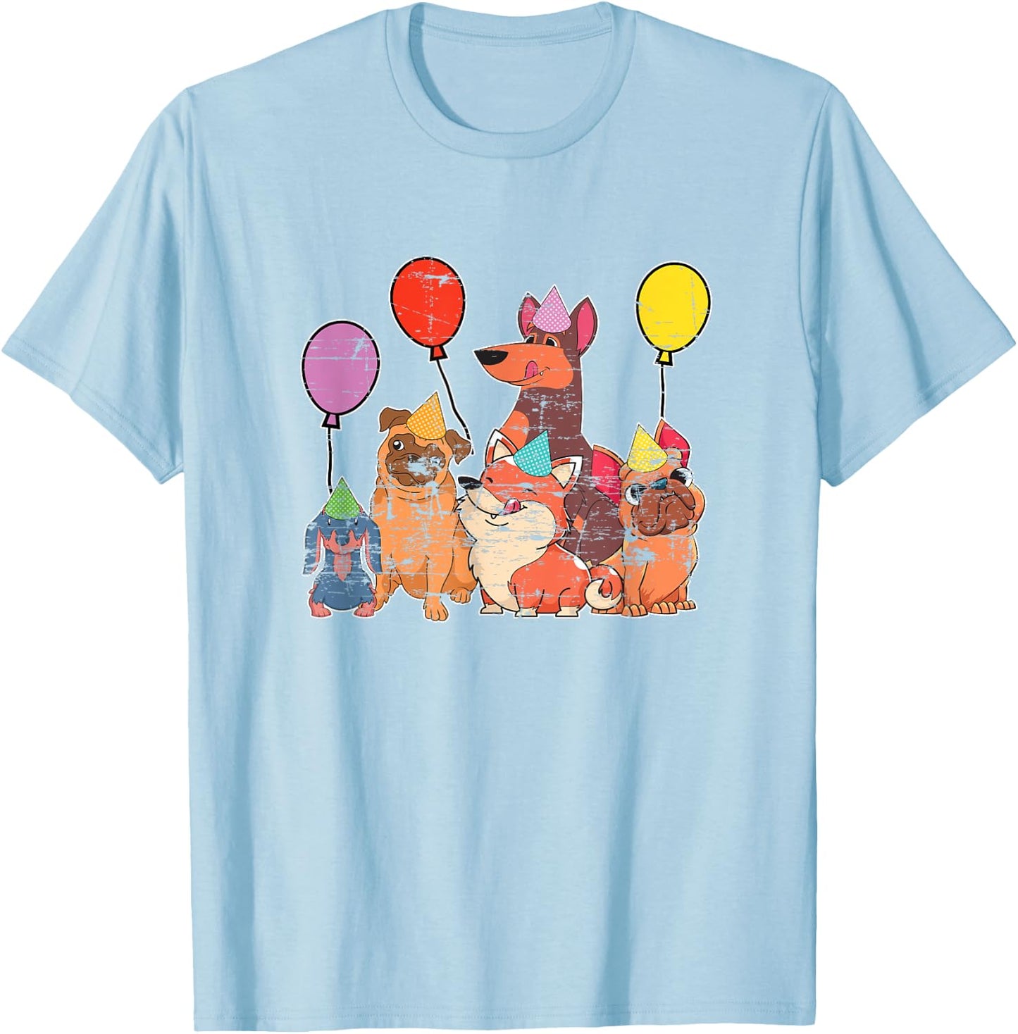 Cute Dog Owner Birthday Animal Kids Celebration Party Dog T-Shirt - T-Shirt | Light Blue