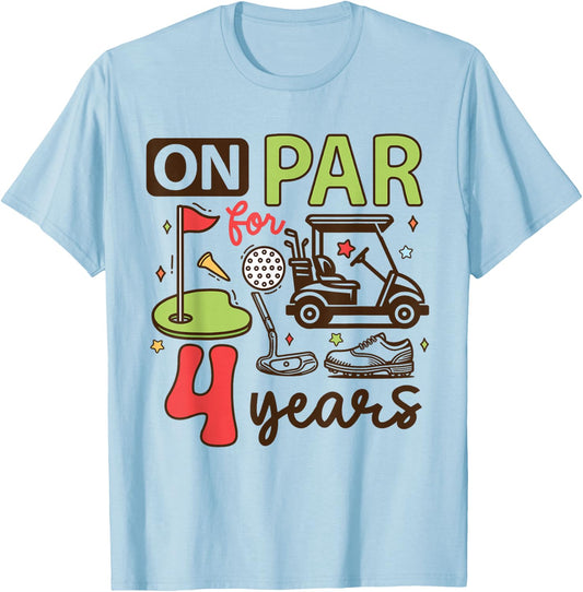 Funny 4th Birthday Golf Shirt 4 Years Old Golfer Kids Boys T-Shirt - T-Shirt | Light Blue