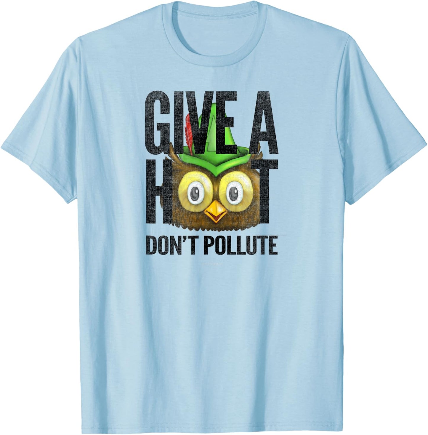 Woodsy Owl Give a Hoot Don't Pollute Distressed Vintage T-Shirt - T-Shirt | Light Blue