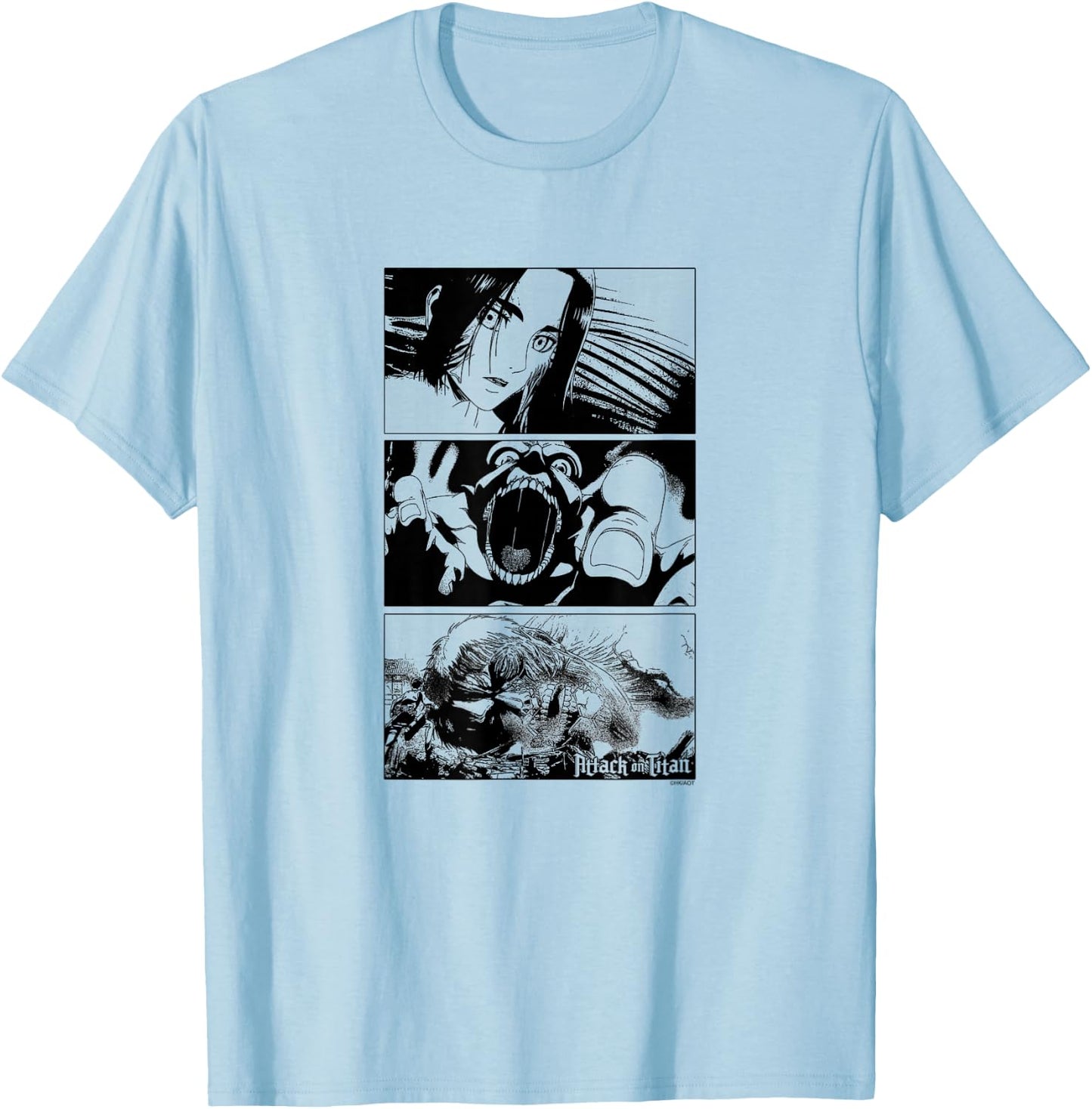 Attack on Titan Season 3 Stacked Scenes Black and White T-Shirt - T-Shirt | Light Blue